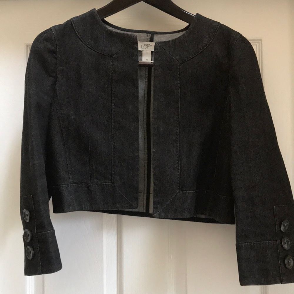 Cropped Black Jean Jacket by Ann Taylor LOFT